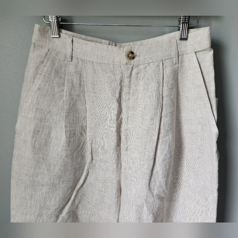 Reformation Mason Linen Pants Oatmeal Size 8 NWT